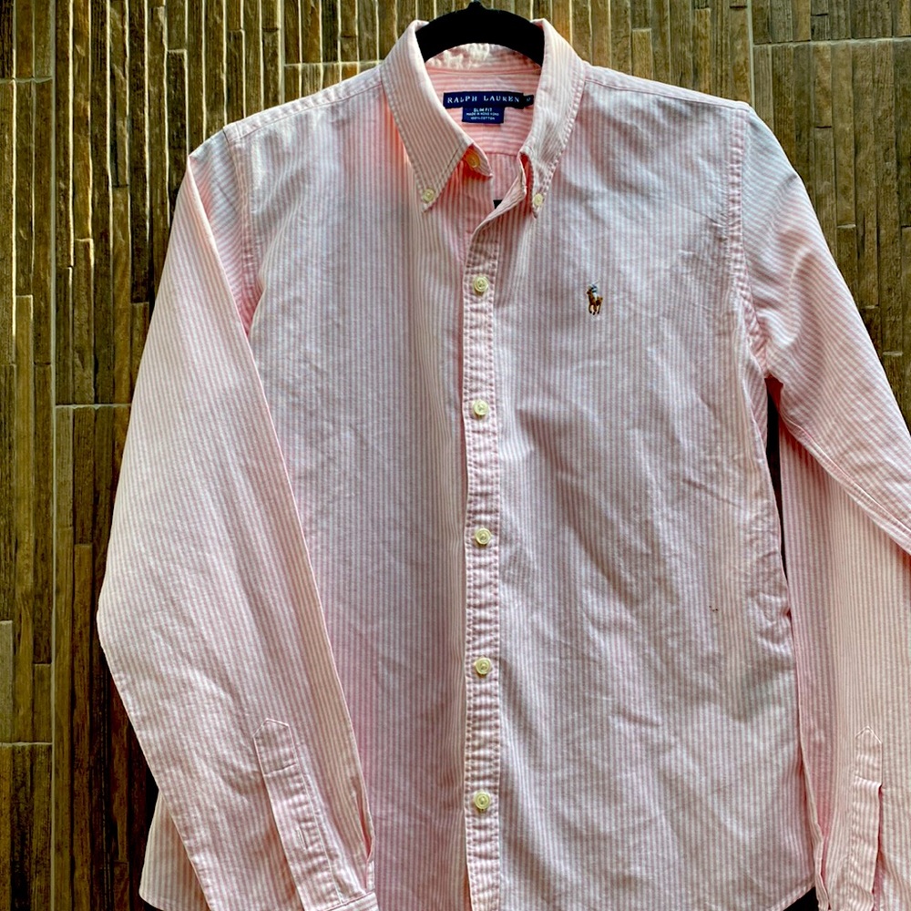 Ralph Lauren pink/ white strip blouse